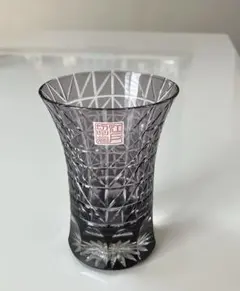未使用】江戸切子 洋酒杯 カクテルグラス 旭日紋 紫 大友精三 東京都