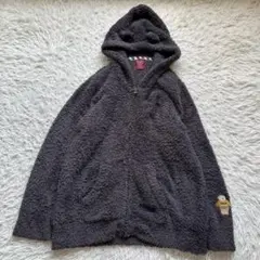 ジェラートピケ　クマ耳フード付きパーカー　ルームウェア　ジッパー　BEAR刺繍