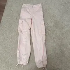 ピンク カーゴパンツ ドローストリング付き
