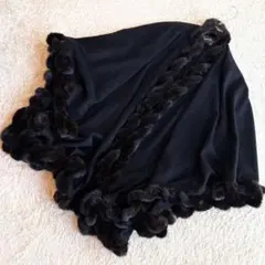 カシミヤ ニット フォックスファートリミング 裾周り430cm 超大判ケープ カシミヤ ニット フォックスファートリミング 裾周り430cm 超大判