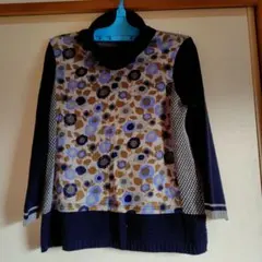 KANSAI BIS 花柄ニットセーター 長袖 ハイネック 美品！！　サイズ11