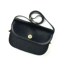 【美品】ディオール　ショルダーバッグ　トロッター　ゴールド金具　レザー　ブラック