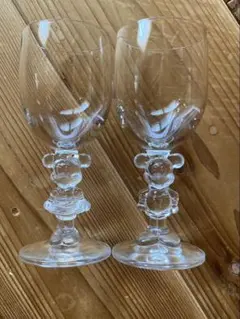 ミッキーマウス ミニーマウス　ワイングラス Disney