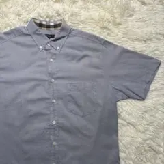 [日本製] バーバリーロンドン　ロゴ刺繍 半袖シャツ　Mサイズ