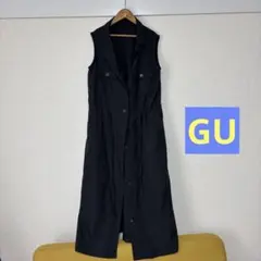 ノースリーブシャツワンピース ダークグレー