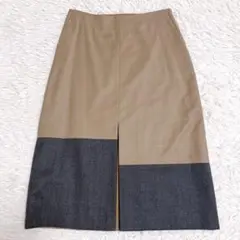 HUGO BOSS マルゾット ロングスカート ウール　スリットバイカラー