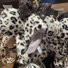 ディズニー ヒョウ柄 ファンキャップ シルバー 白 黒 ミニー