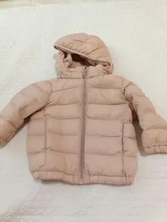ピンク フード付きダウンジャケット