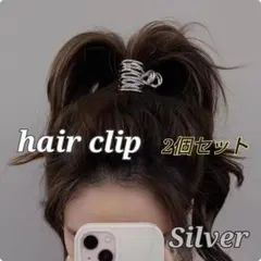 【新品】ヘアクリップ メタル シルバー 銀 2個セット まとめ髪 韓国 髪留め