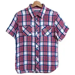 laundry リバーシブルシャツ 半袖 M ストライプ チェック【匿名配送】のサムネイル