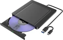 外付け DVDプレーヤー USB3.0＆Type-C両接続 【1.3cm超薄】