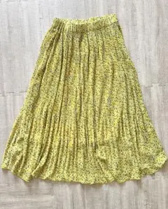 花柄プリーツロングスカート イエロー|niko and...