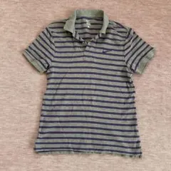 Nike グレー/紫ストライプ ポロシャツ Lサイズ