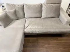 LOWYA グレー L字型ファブリックソファ