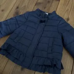 プティマイン　ネイビー フリル付き中綿コート　90サイズ