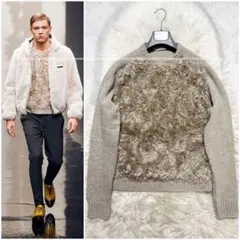 美品 ランウェイ プラダ ファー切替 ニット セーター グレーPRADA 46のサムネイル