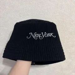 NEW ERA ブラック バケットハット M/L NEW YORK刺繍