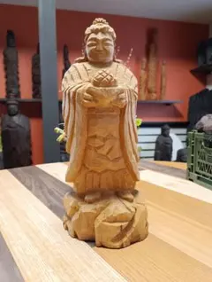 柘植 木彫 恵比寿 彩色 縁起物 36 - メルカリ