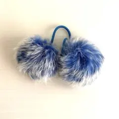 ヘアゴム　青　フェイクファー