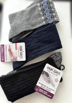 米国購入 MUK LUKS 厚手ブーツソックス 3足セット 未使用