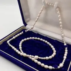 本真珠　ホワイトパール　ロングネックレス ナチュラルホワイト　バロック