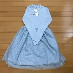 GU 水色 長袖 ワンピース 150cm チュールドッキング 新品 タグ付き