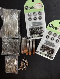 手芸金具まとめ売り⭐︎バレッタ金具大小、ブローチピン、ハトメ 金具6mm
