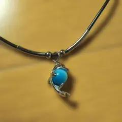 ◉最底値◉イルカモチーフ 青色ビーズネックレス