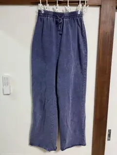 【最終値下げ】ウォッシュ加工ピグメントデニムワイドストレートパンツ