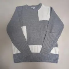 メンズ　Mサイズ ニットセーター グレー/ホワイト