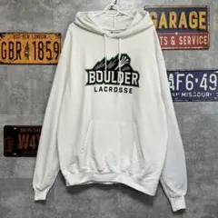Champion パーカー L 白 BOULDER ラクロス カレッジ　古着