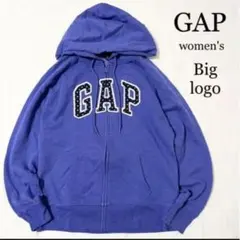 レディース GAP ビッグロゴ 星柄 スウェット ジップアップパーカー M 古着