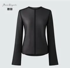 ユニクロマメクロゴウチシアークルーネックTシャツ（長袖）ブラックL