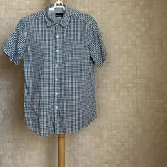 THE SHOP TK ギンガムチェック 半袖シャツ L コットン ネイビーのサムネイル