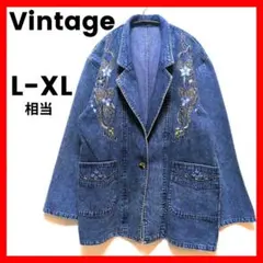 ヴィンテージ デニムジャケット 花柄刺繍 Y2K オーバーサイズ 古着