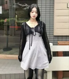 y2k ランダムメッシュショートボレロ　ブラック　emmy