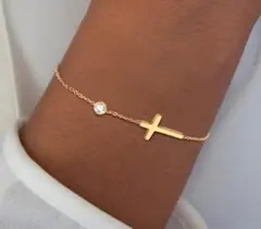 金属アレ ラスト１ サージカルステンレス クロス ゴールドチェーン ブレスレット