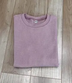 UNIQLO ユニクロ レディースL くすみピンク ワッフル半袖トップス