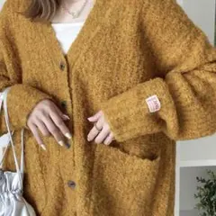 マスタードオーバーサイズニットカーディガン