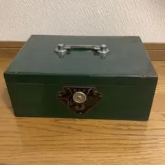 アンティーク 緑色 金属製ボックス 鍵無し