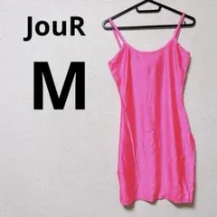 JouR キャミワンピース【M】　ネオンピンク　派手　無地　伸縮性