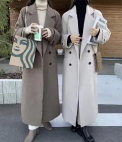 BLATE 上質ウールダブルコート　モカブラウン M ロングコート