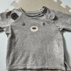 クマ耳付きグレー長袖トレーナー