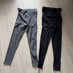 マタニティレギンス グレー ブラック S-M M