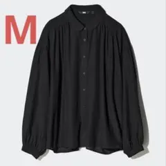 UNIQLO☆ソフトローンギャザーブラウス ブラックMサイズのサムネイル