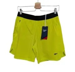 【新品】Reebok スピード 3.0 2 in 1 ショーツ S 蛍光イエロー