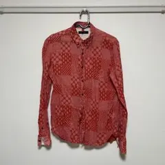 RAGEBLUE 赤 ペイズリー柄 長袖シャツ