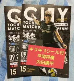 栃木シティ マッチデイプログラム(鳥取) 2部と キラシール(平岡、内田）
