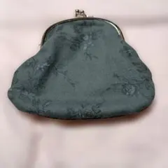 グレー花柄がま口ポーチ