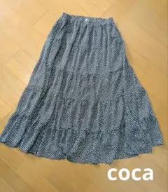 【美品】coca ドット柄 フレアスカート　ロングスカート　Lサイズ